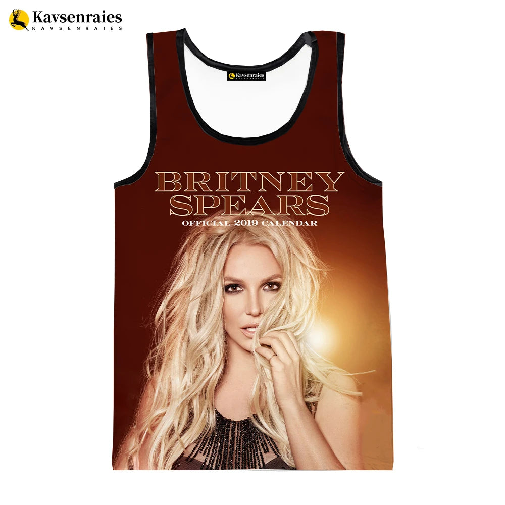 Britney Spears 3D Printed Tank Tops Men Summer Vest Women Fashion Casual CoolSleeveless Shirts Hip Hop Oversized Men's Clothing