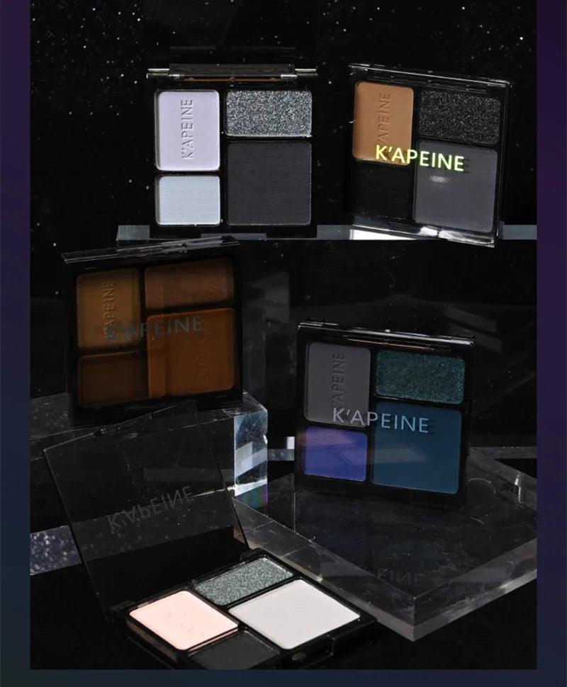 4-Color Glitter Blue Eyeshadow Palette Matte Pearl Shimmer Korean Acrylic Smoky Eye Shadow Palette Long Lasting Makeup Cosmetics