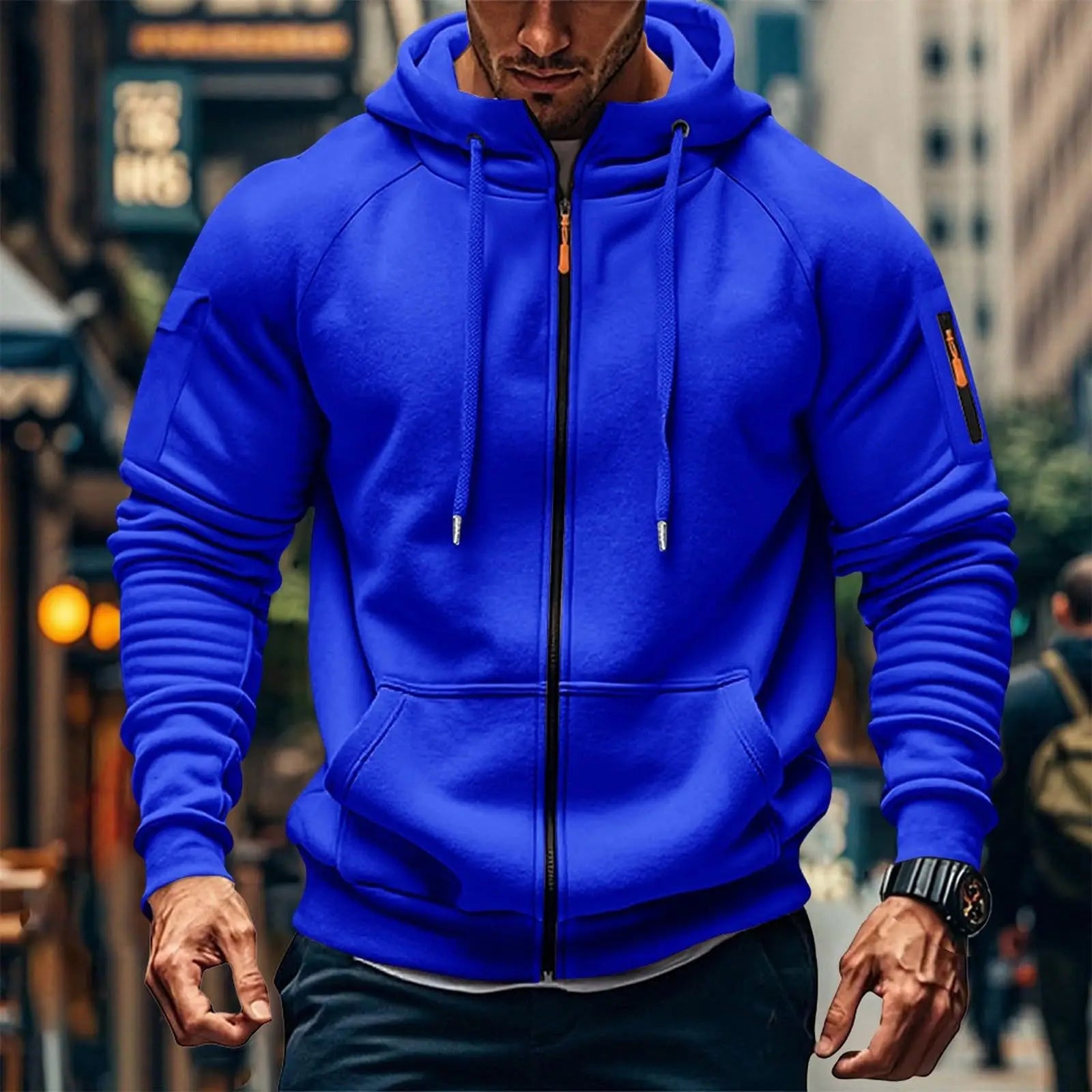 New Solid Color Casual Loose Large Size Men's Clothing Autumn and Winter Hooded Zipper Cardigan Sweater Cotton Blend