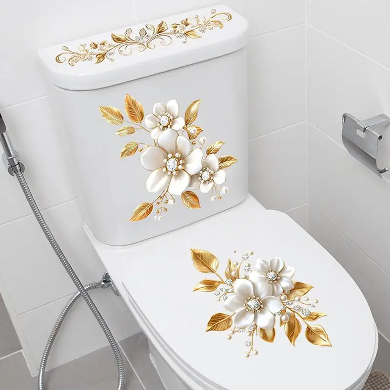 Creative Golden Floral Aesthetic Home Decoration Wallpaper Living Room Modern Art Mural Bedroom Toilet Decal Bathroom Wall Decor
