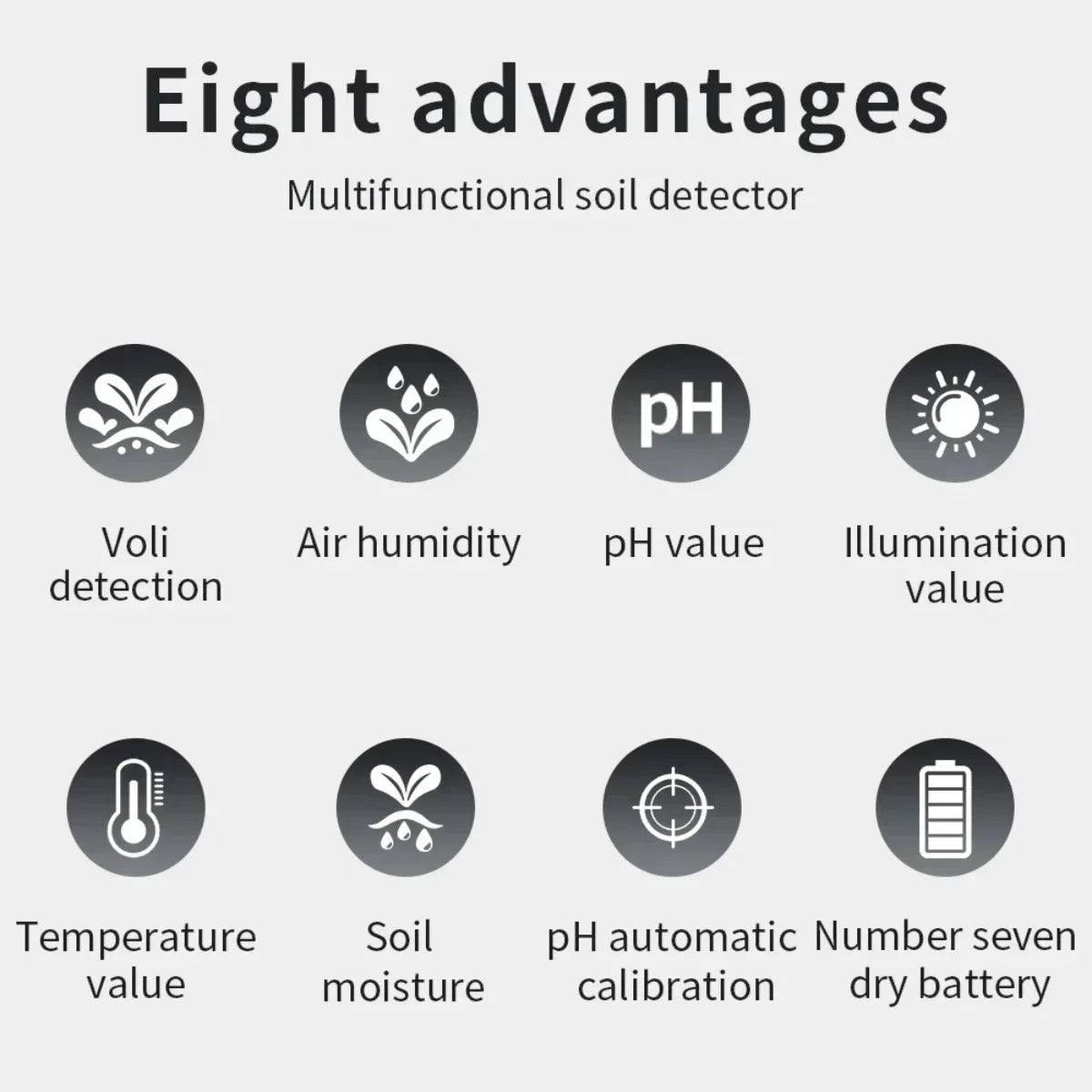 6 in 1 Soil Detector Soil Tester PH Temperature Humidity Sunlight Air Moisture Nutrient Fertility Meter Gardening Tool