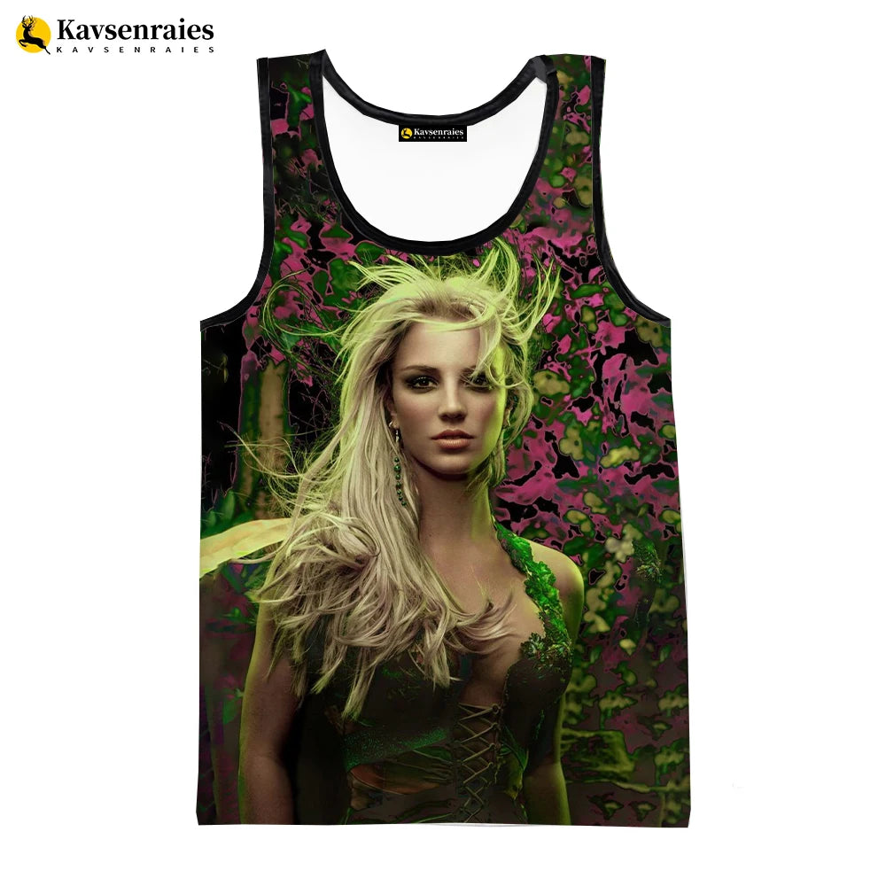 Britney Spears 3D Printed Tank Tops Men Summer Vest Women Fashion Casual CoolSleeveless Shirts Hip Hop Oversized Men's Clothing