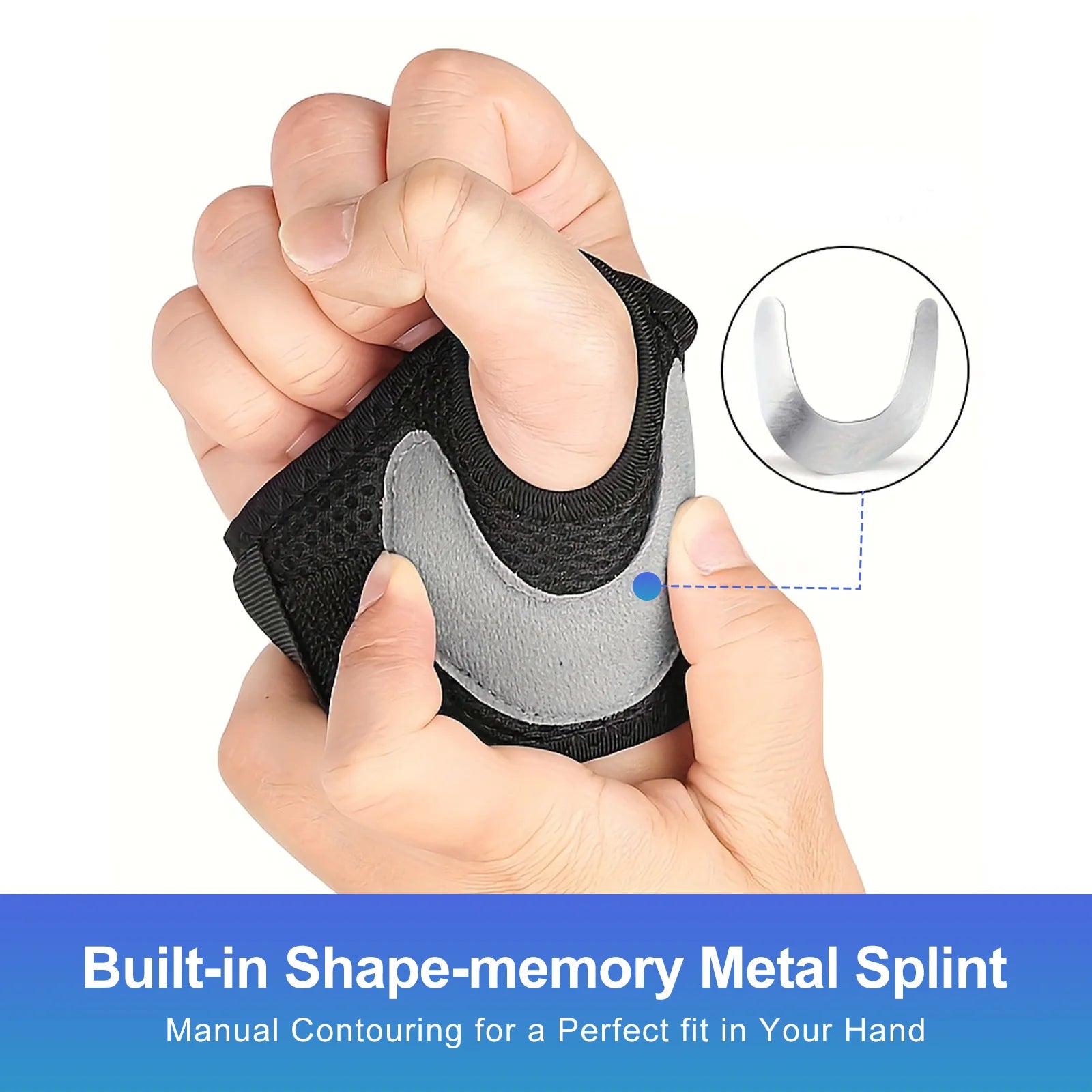 CMC Thumb Brace with Shape-memory Restriction Splint for Osteoarthritis, CMC Joint Thumb Arthritis Brace Stabilizer