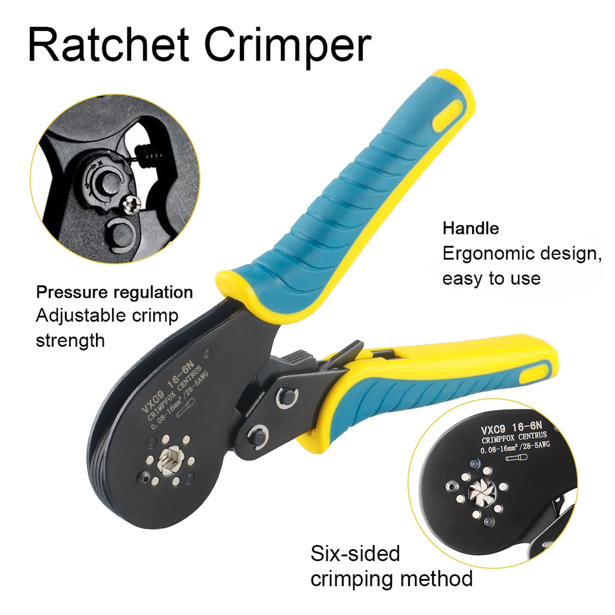 Tubular Terminal Crimper Kit 0.08-16mm² /0.25-10mm² HSC8 6-4/6-6/16-6 Electrical Crimping Pliers Clamp Sets Wire Tips Hand Tools