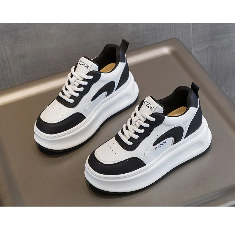 Fujin 8cm New Platform Wedge Sneakers Air Mesh Summer Sandals Shoes Women Shoes Spring Autumn Genuine Leather Vulcanize Footwear