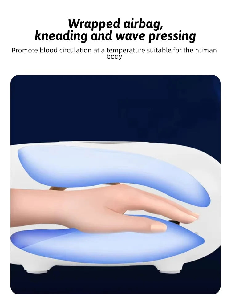 Portable Wireless Rechargeable Electric Hand Massager Hot Compress Air Pressure Compression Airbags Finger Palm Massage Features