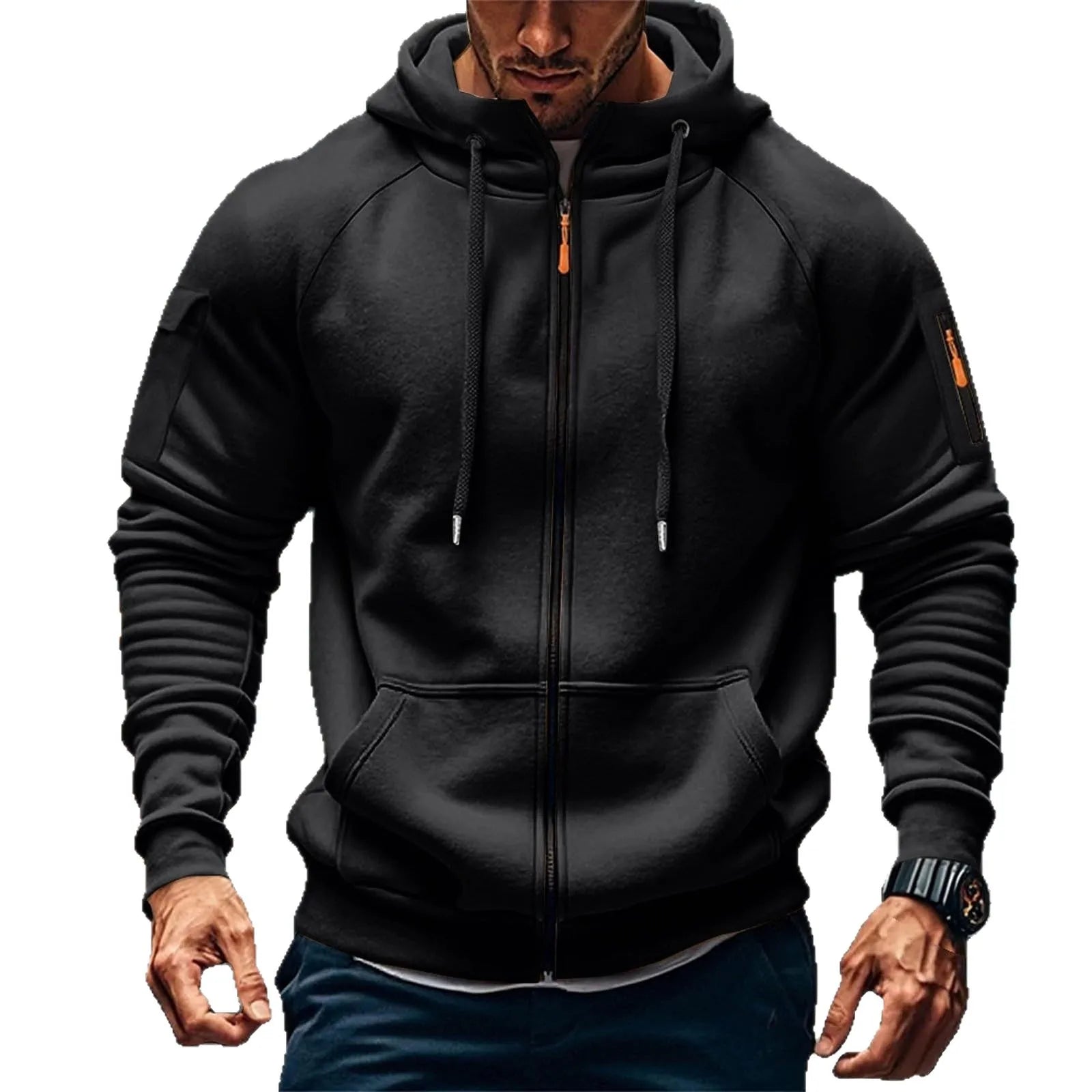 New Solid Color Casual Loose Large Size Men's Clothing Autumn and Winter Hooded Zipper Cardigan Sweater Cotton Blend