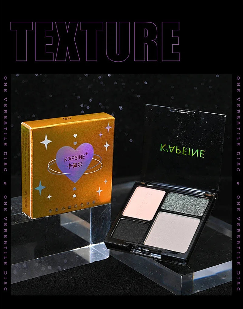 4-Color Glitter Blue Eyeshadow Palette Matte Pearl Shimmer Korean Acrylic Smoky Eye Shadow Palette Long Lasting Makeup Cosmetics