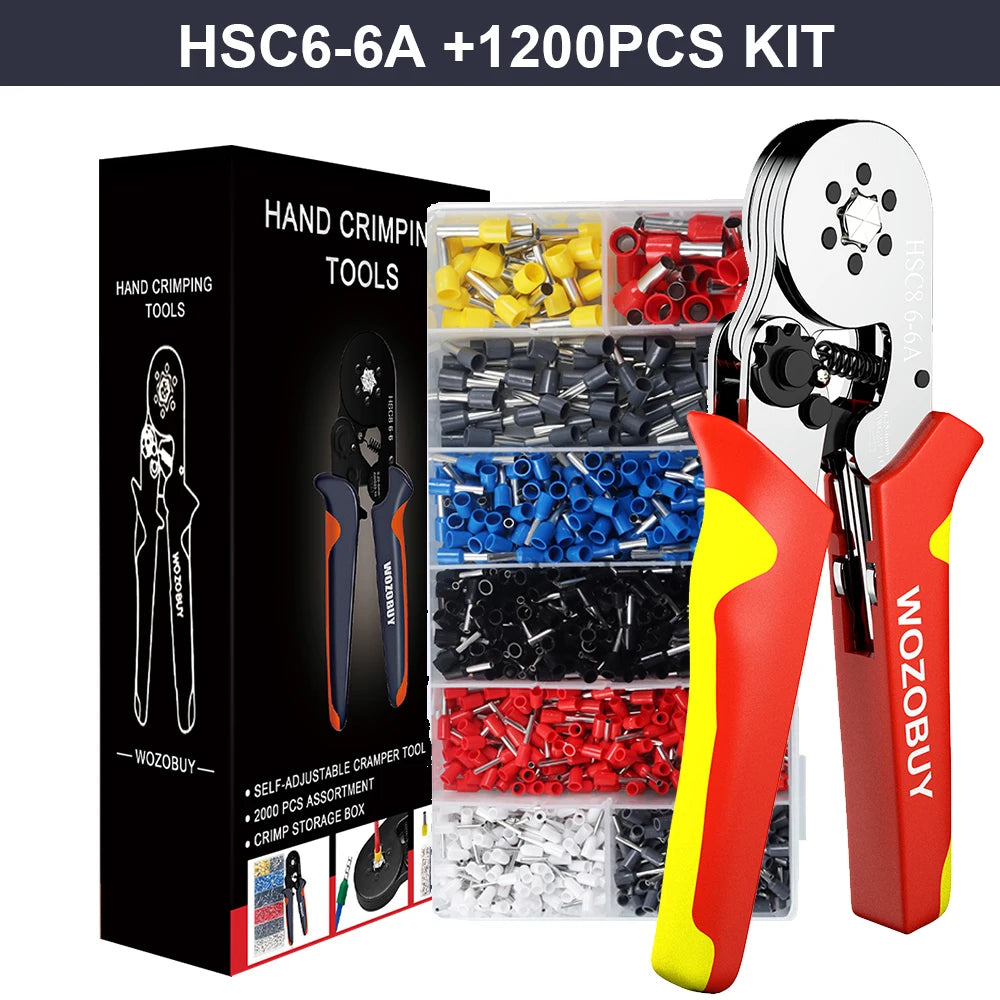 Tubular Terminal Crimper Kit 0.08-16mm² /0.25-10mm² HSC8 6-4/6-6/16-6 Electrical Crimping Pliers Clamp Sets Wire Tips Hand Tools